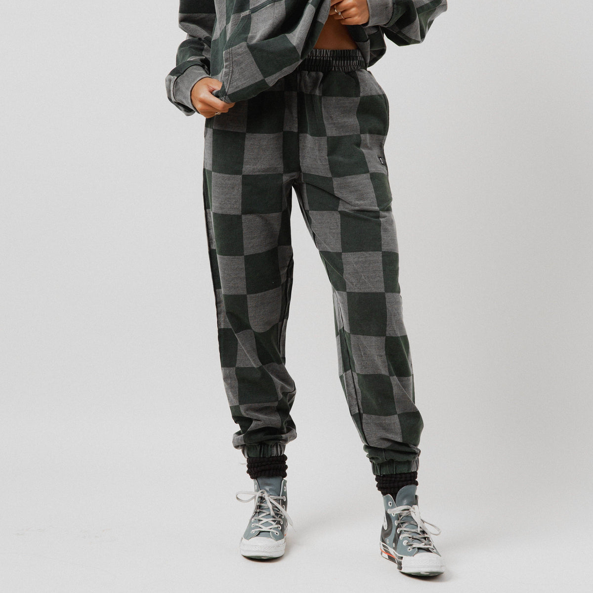 RAGS - Adult Unisex Joggers - Black Denim Check