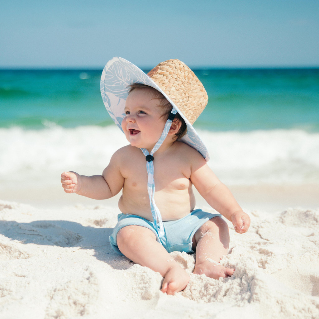 Sunguard - Little Straw Lifeguard Hat - Blue Monstera