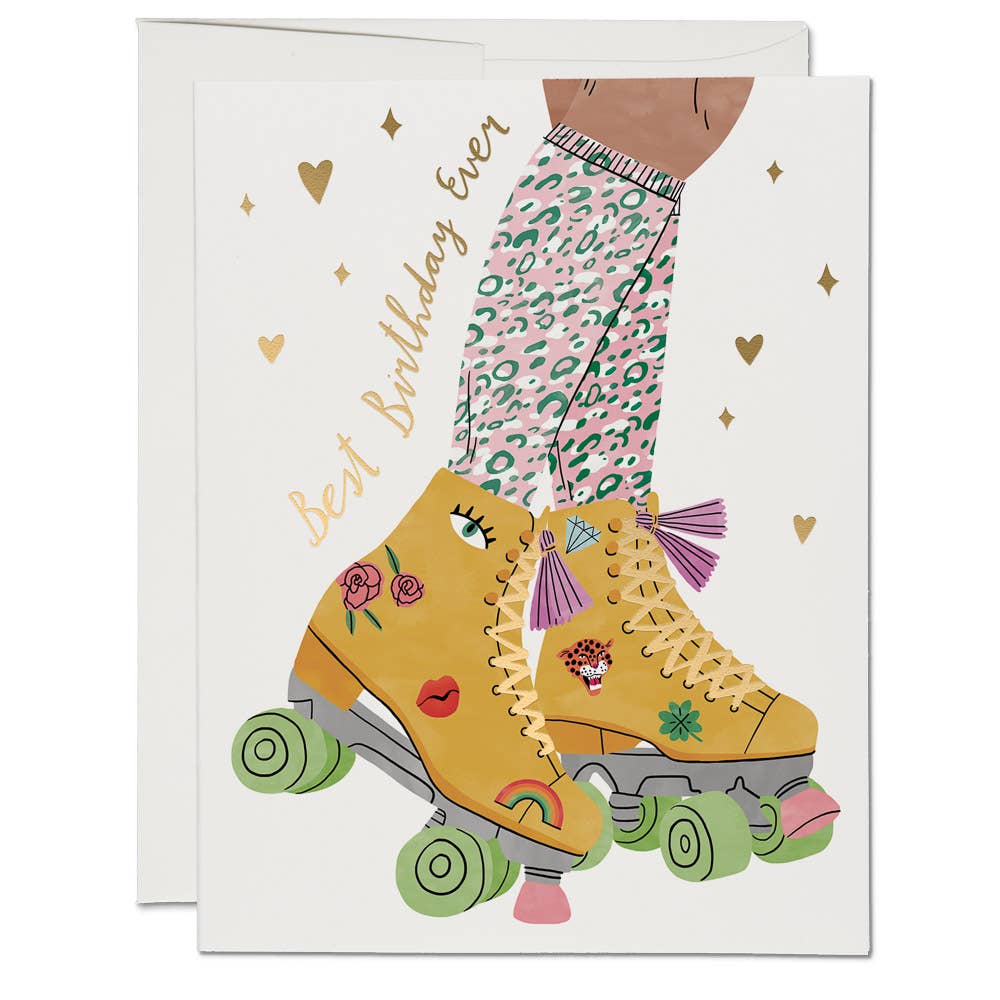 Red Cap Cards Greeting Card - Roller Skate Birthday