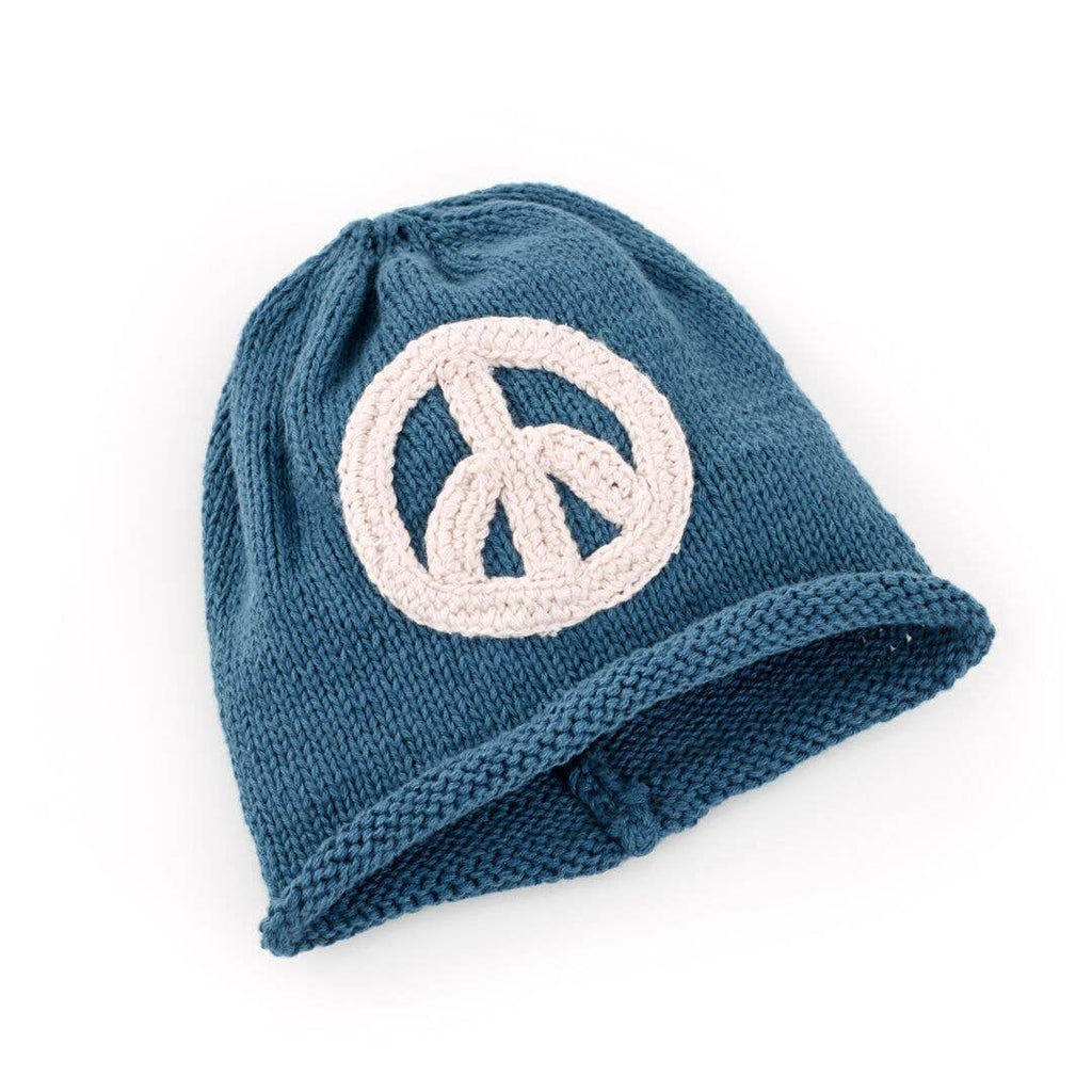 Pebble - Handmade Knit Baby Beanie – Blue Peace Hat