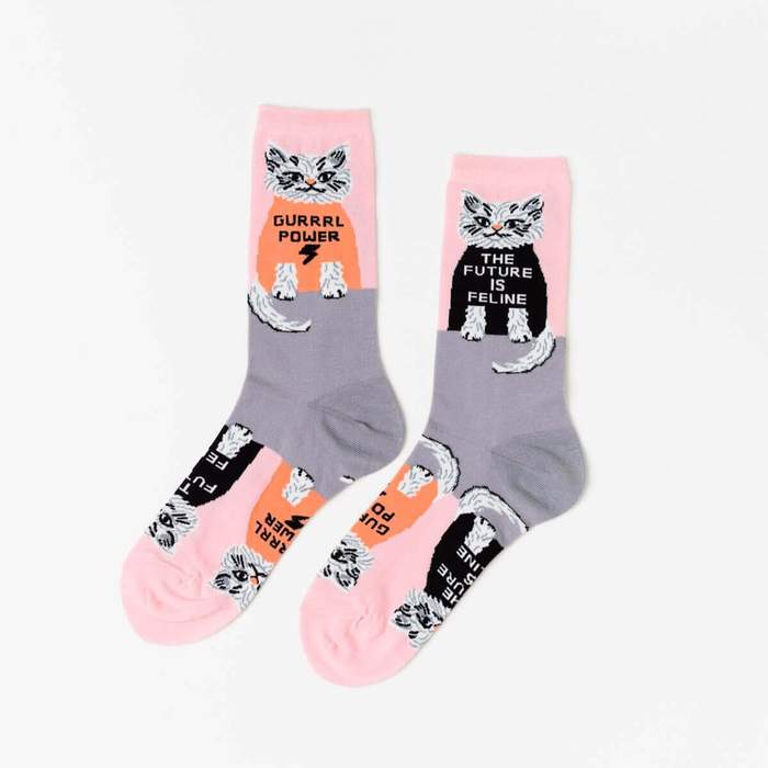 Yellow Owl Workshop Crew Socks - Future Is Feline
