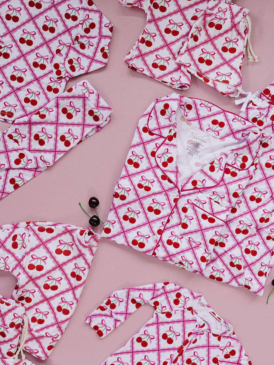 Lucky Panda Kids Bamboo Zip Romper - Cherry Bow