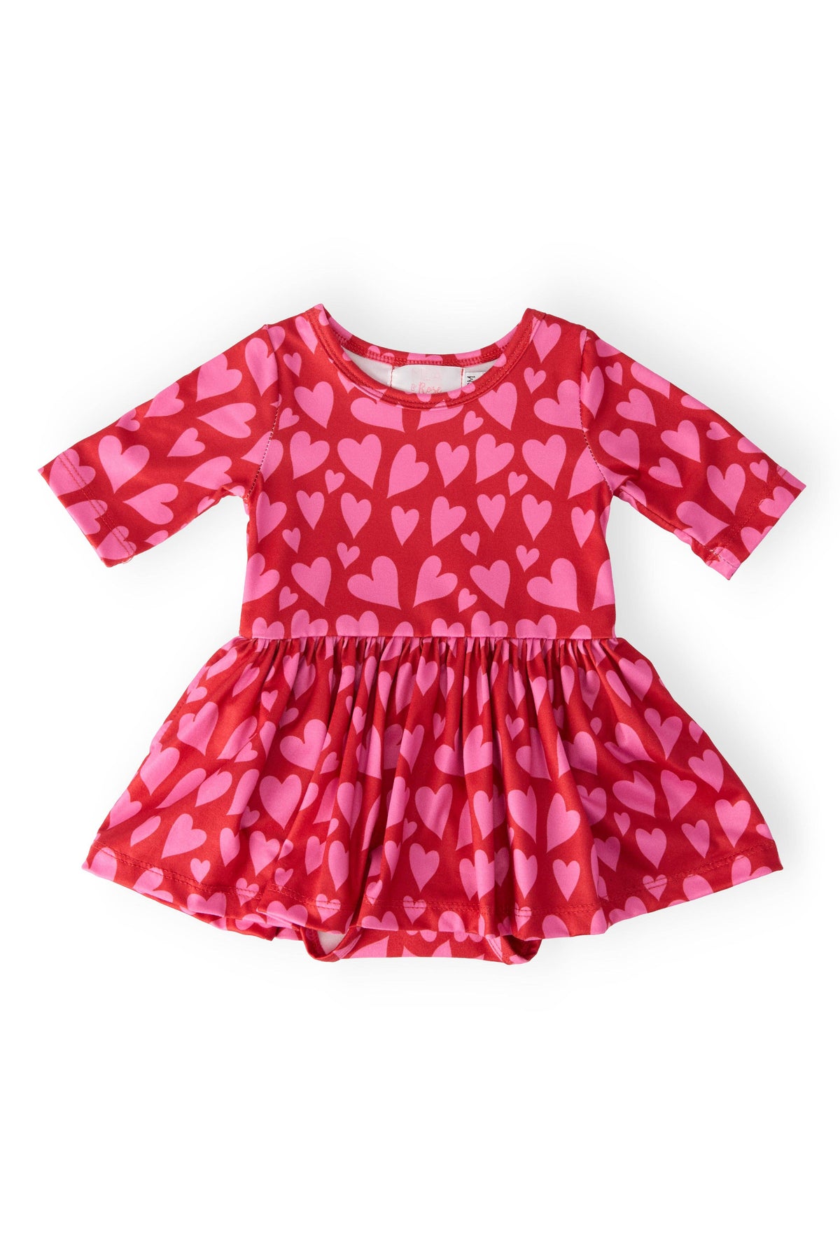 Mila & Rose 3/4 Sleeve Twirl Bodysuit - Hearts & Hugs