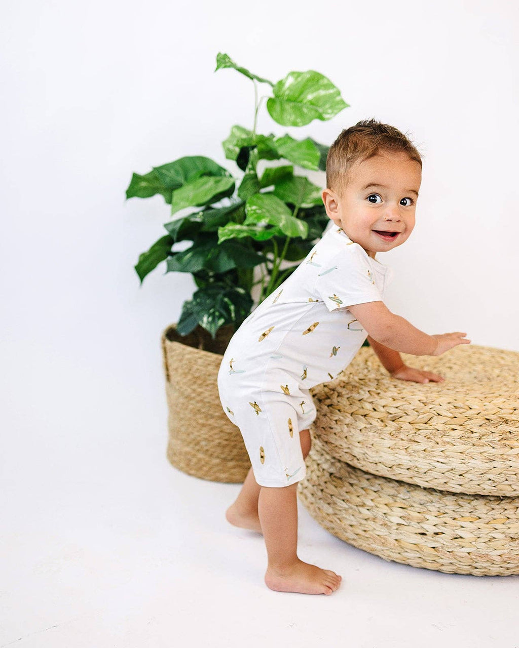 ava + oliver Short Zip Romper - Vintage Surf Cars