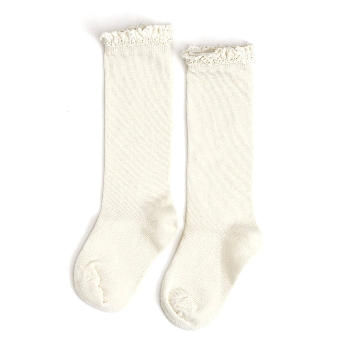 Little Stocking Co. Lace Top Knee High Socks - Ivory