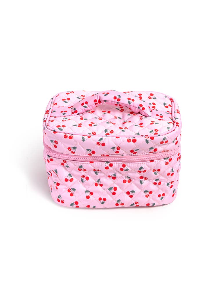 Living Royal - Cosmetic Travel Case - Pink w/ Red Cherries