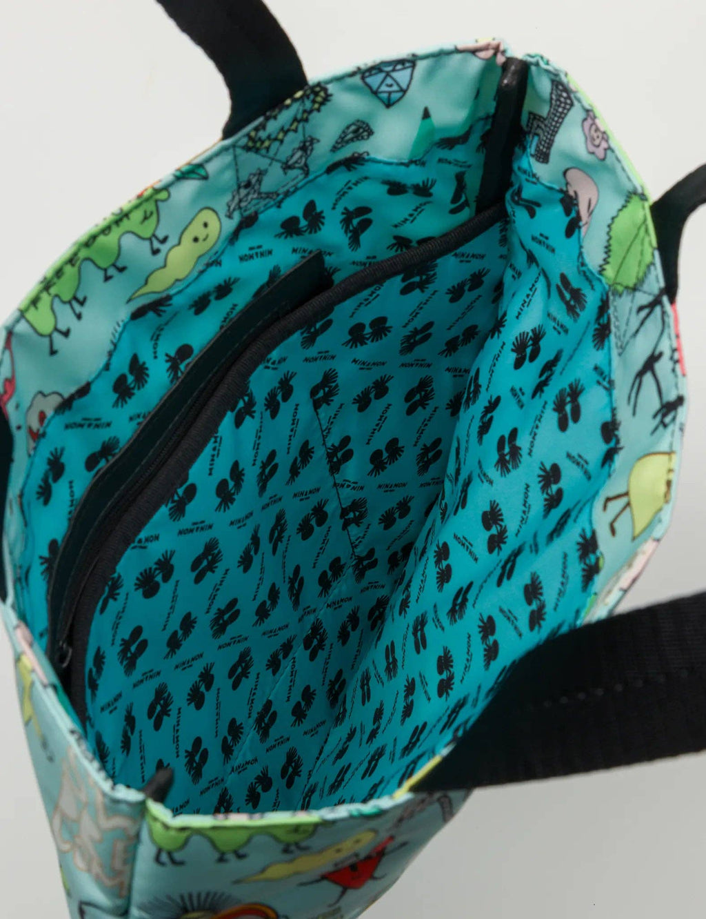 Min & Mon - The Everyday Tote Bag - Light Blue Cyclepet Fabric Dreams Can Come True Print