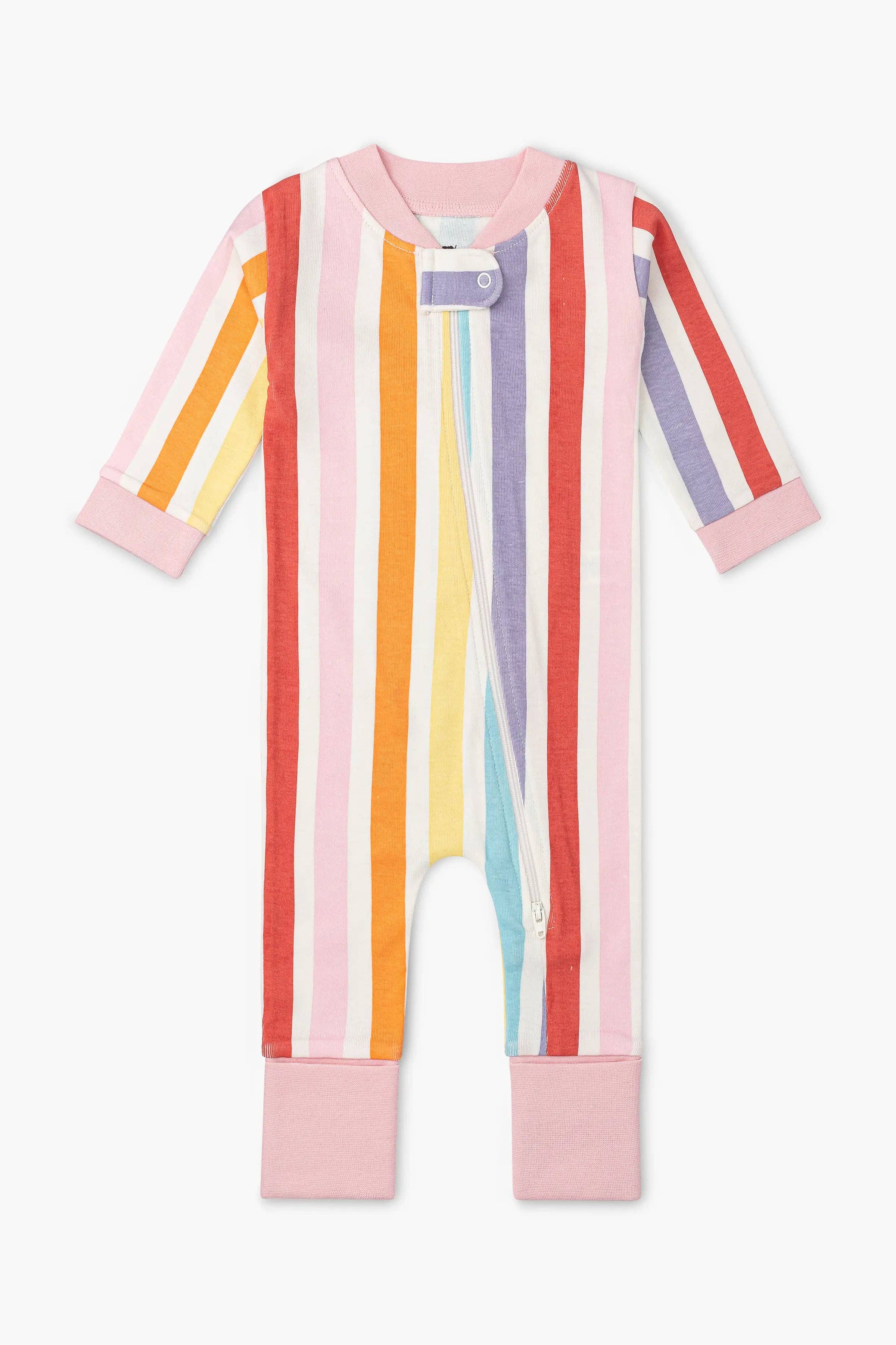 Monica + Andy Zip Romper - Rainbow Stripes