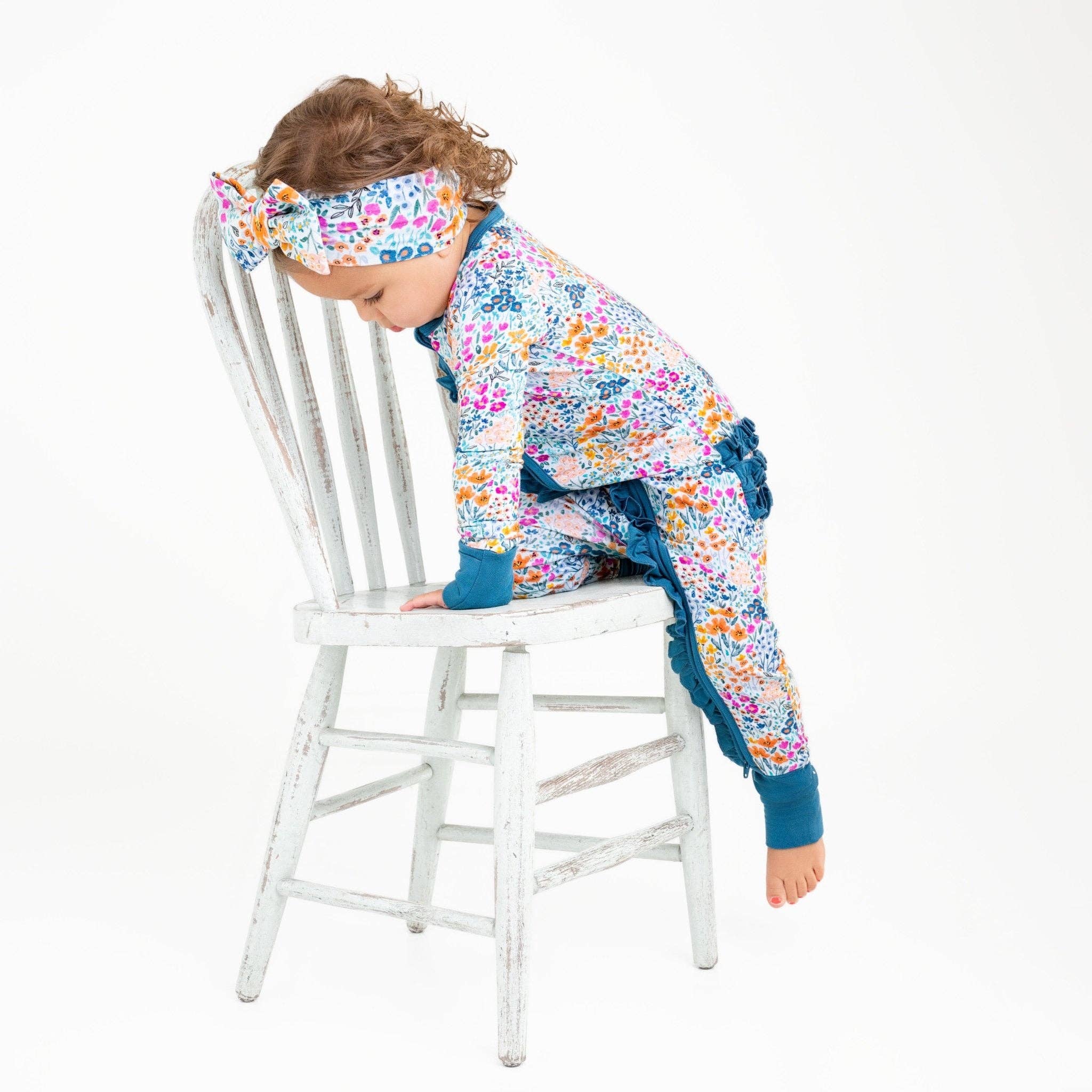 Jammie Session Bamboo Ruffle Romper - Whispering Wildflowers