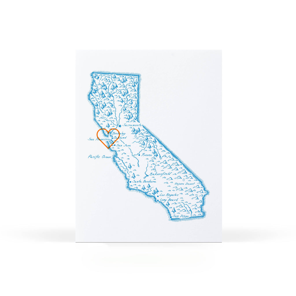 Sweet Bippy Press - California - Bay Area Heart Greeting Card