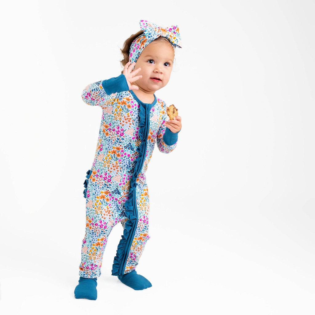 Jammie Session Bamboo Ruffle Romper - Whispering Wildflowers