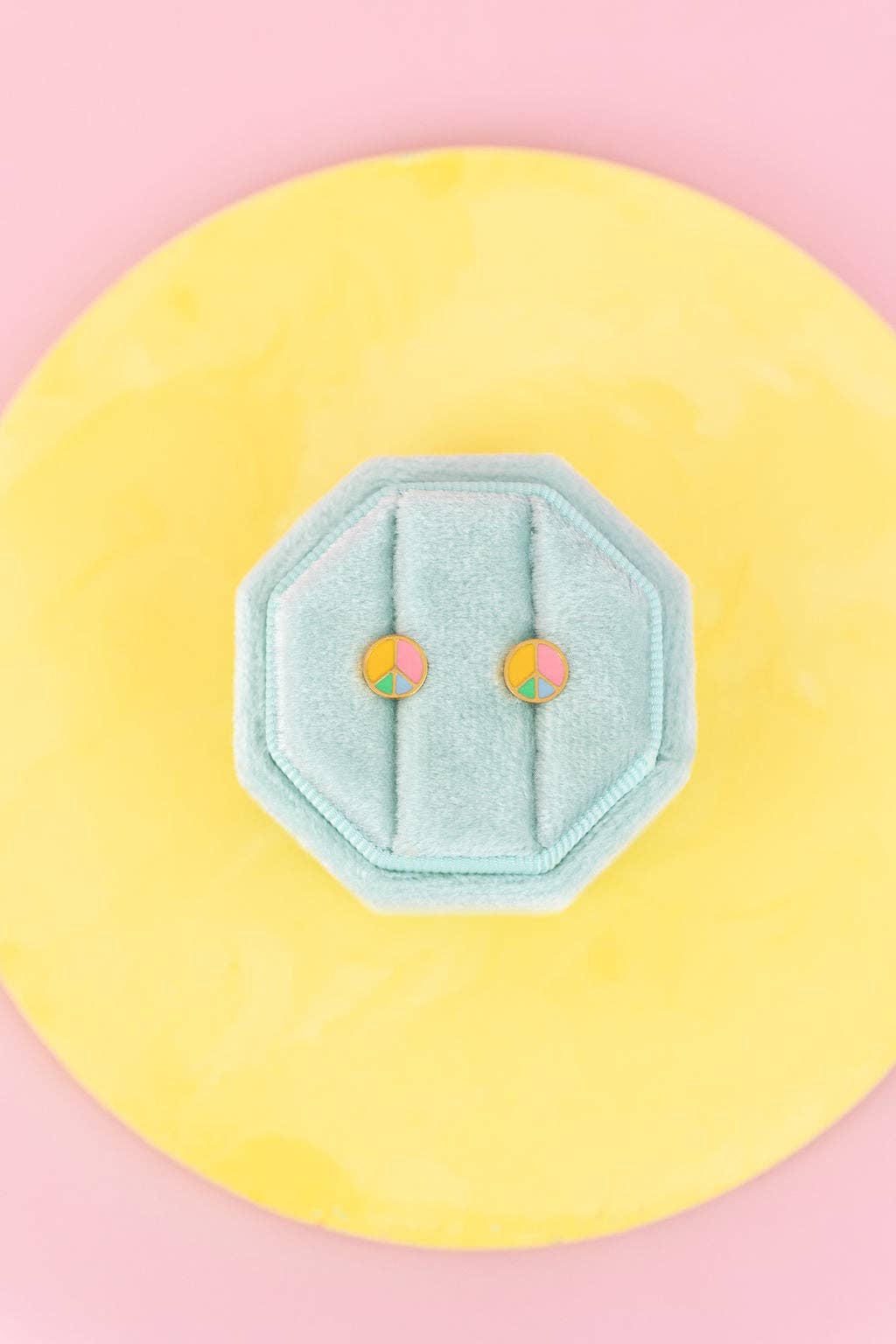 Desert Peach - Peace Sign Stud Earrings