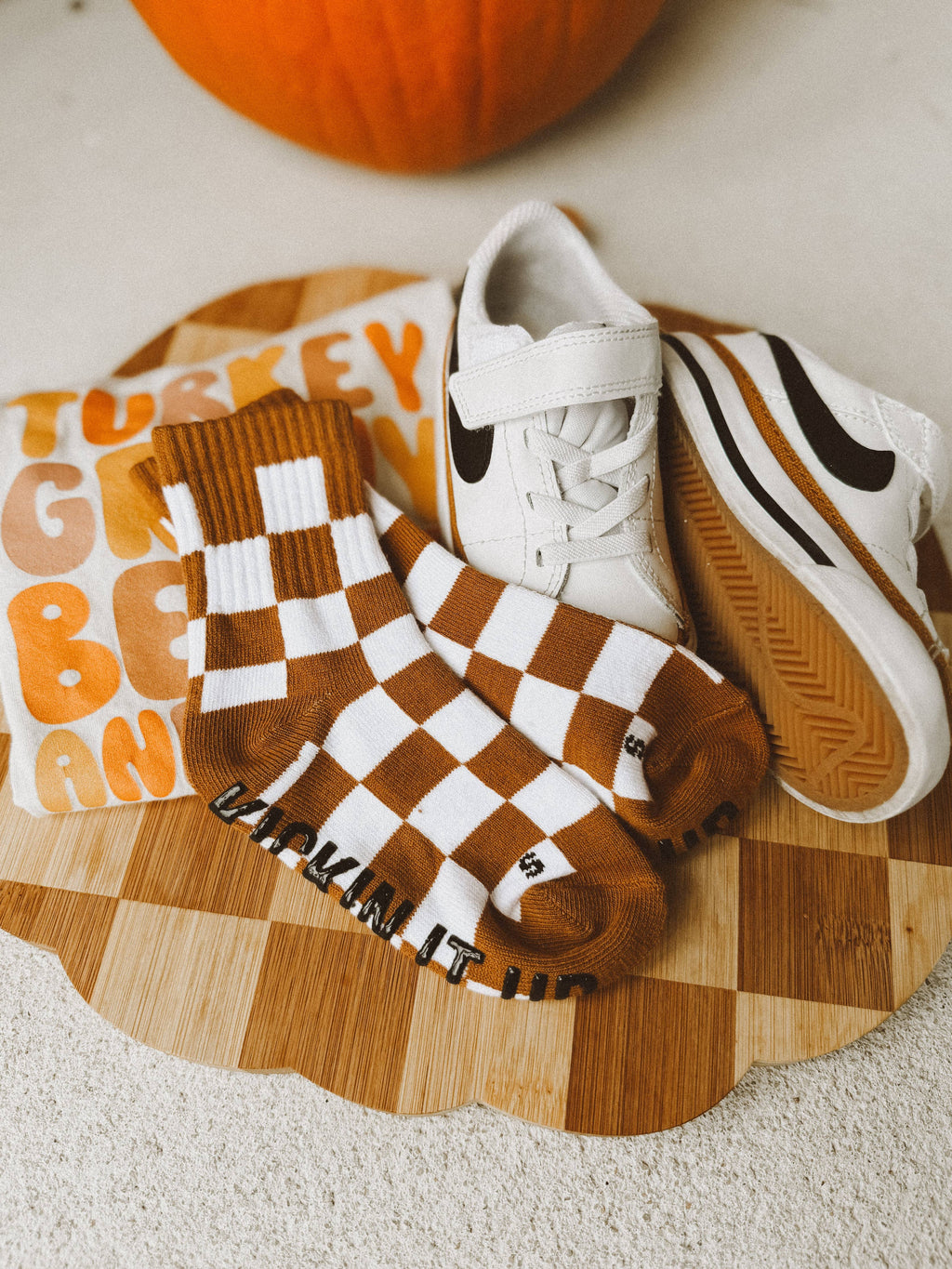 Kickin it up Socks - Camel Checker