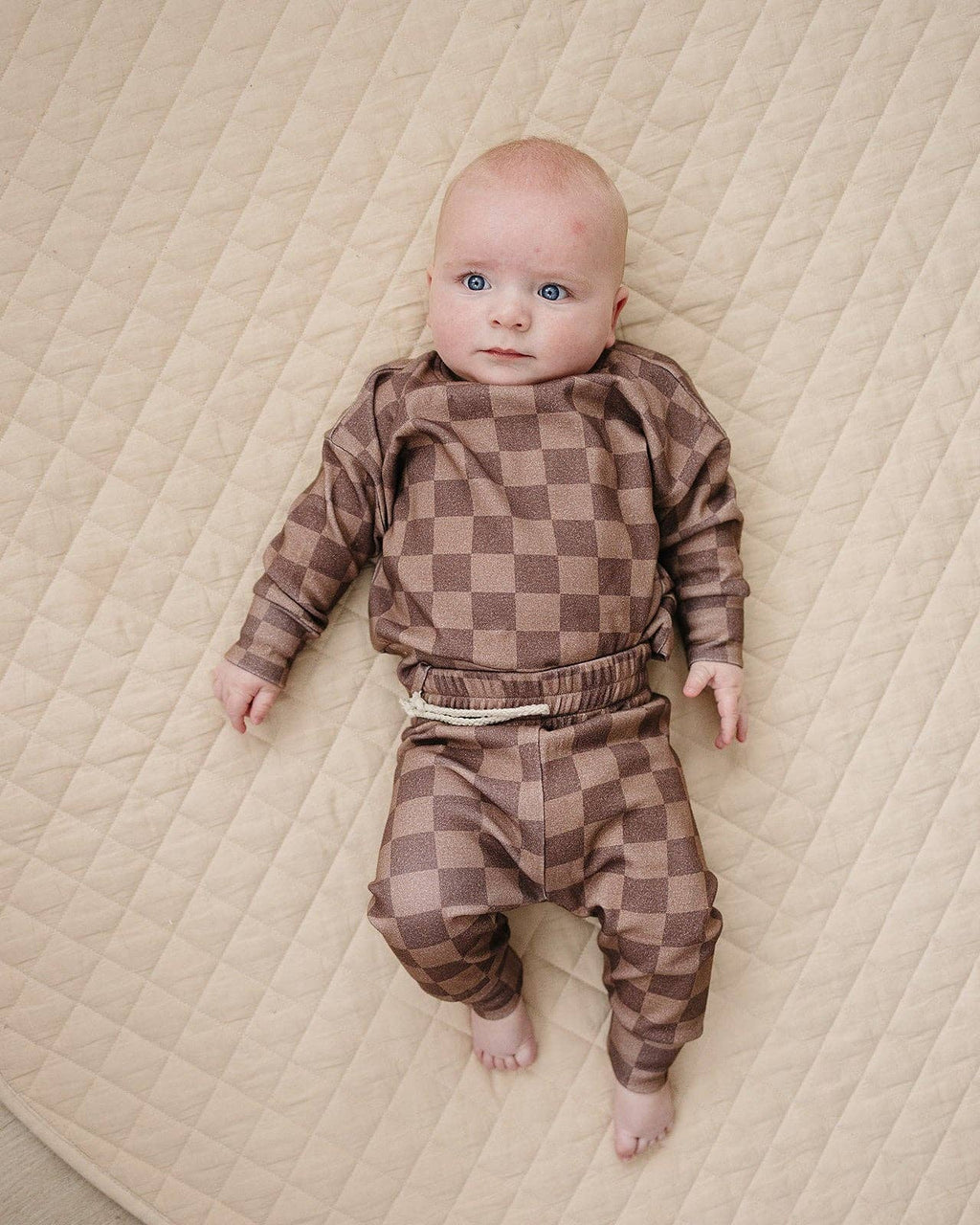 Lucky Panda Kids Jogger Set - Espresso Checkered