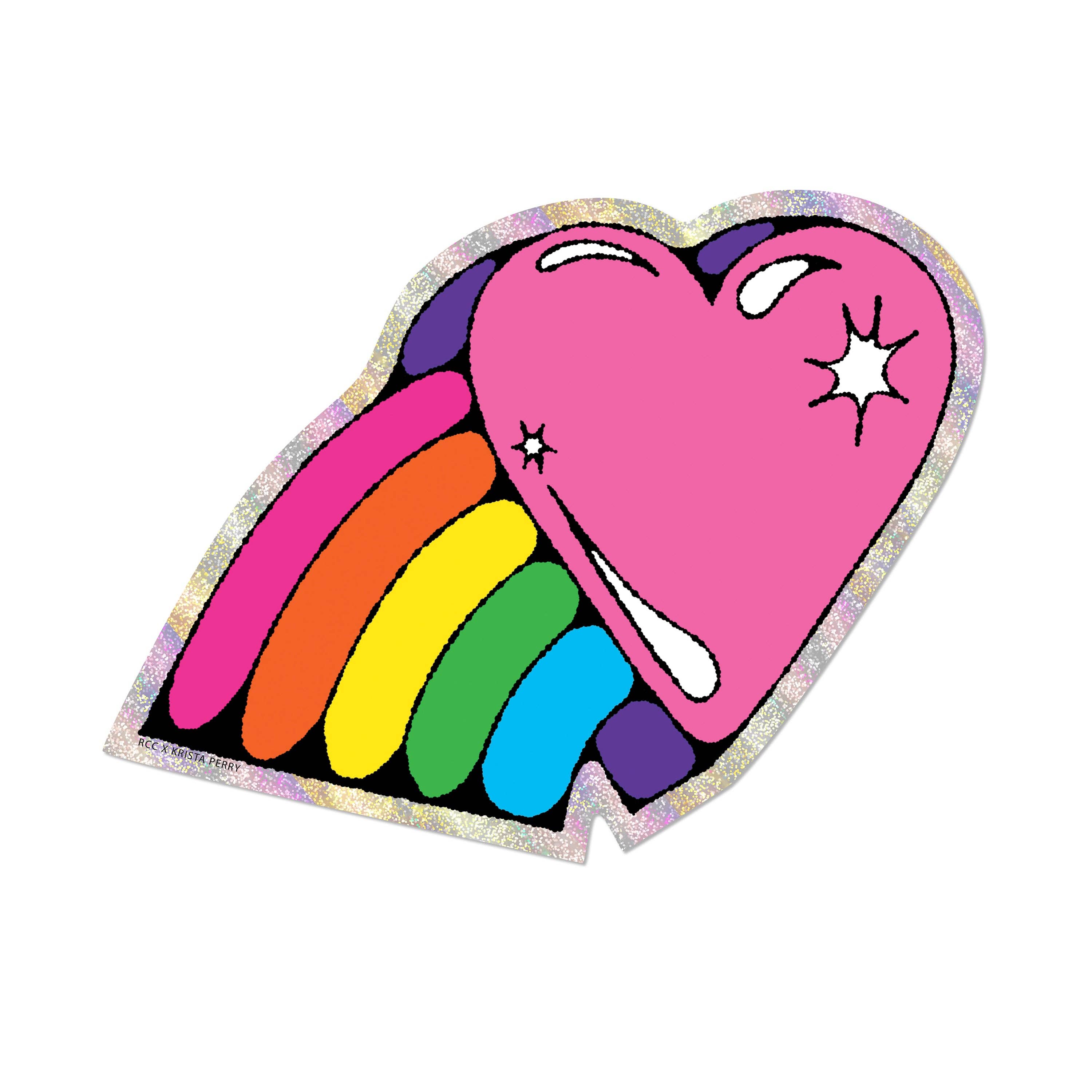 Red Cap Cards - Rainbow Heart Sticker