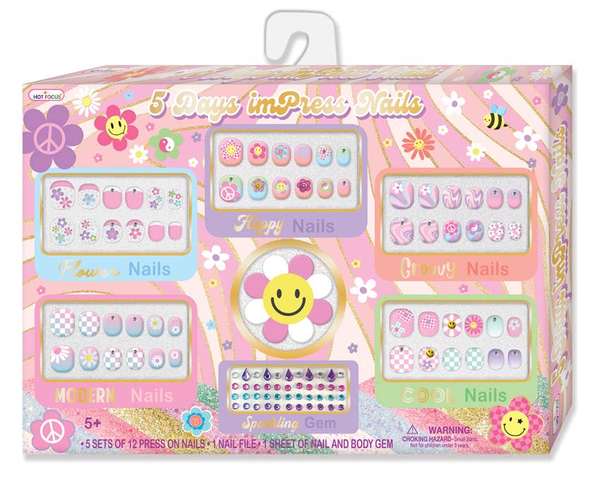 Hot Focus, Inc. - 5-Days Impress Nails - Groovy Flower