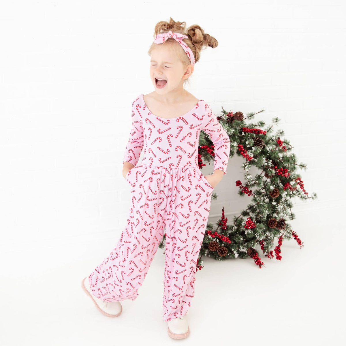 Dreamiere Leggy Romper - Candy Cane Lane (Pink)