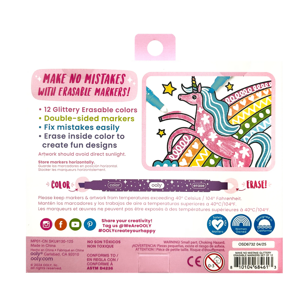 OOLY - Make no Mistake!: Glittery Erasable Markers