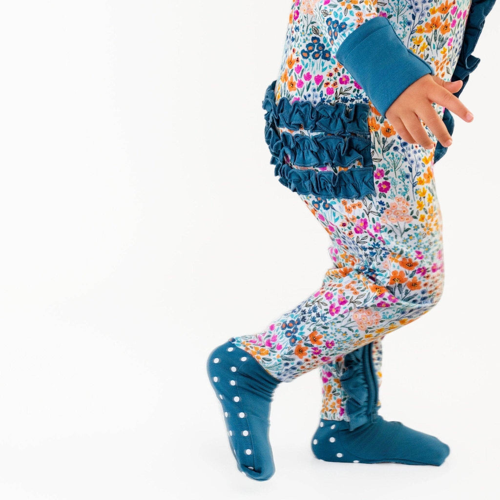 Jammie Session Bamboo Ruffle Romper - Whispering Wildflowers