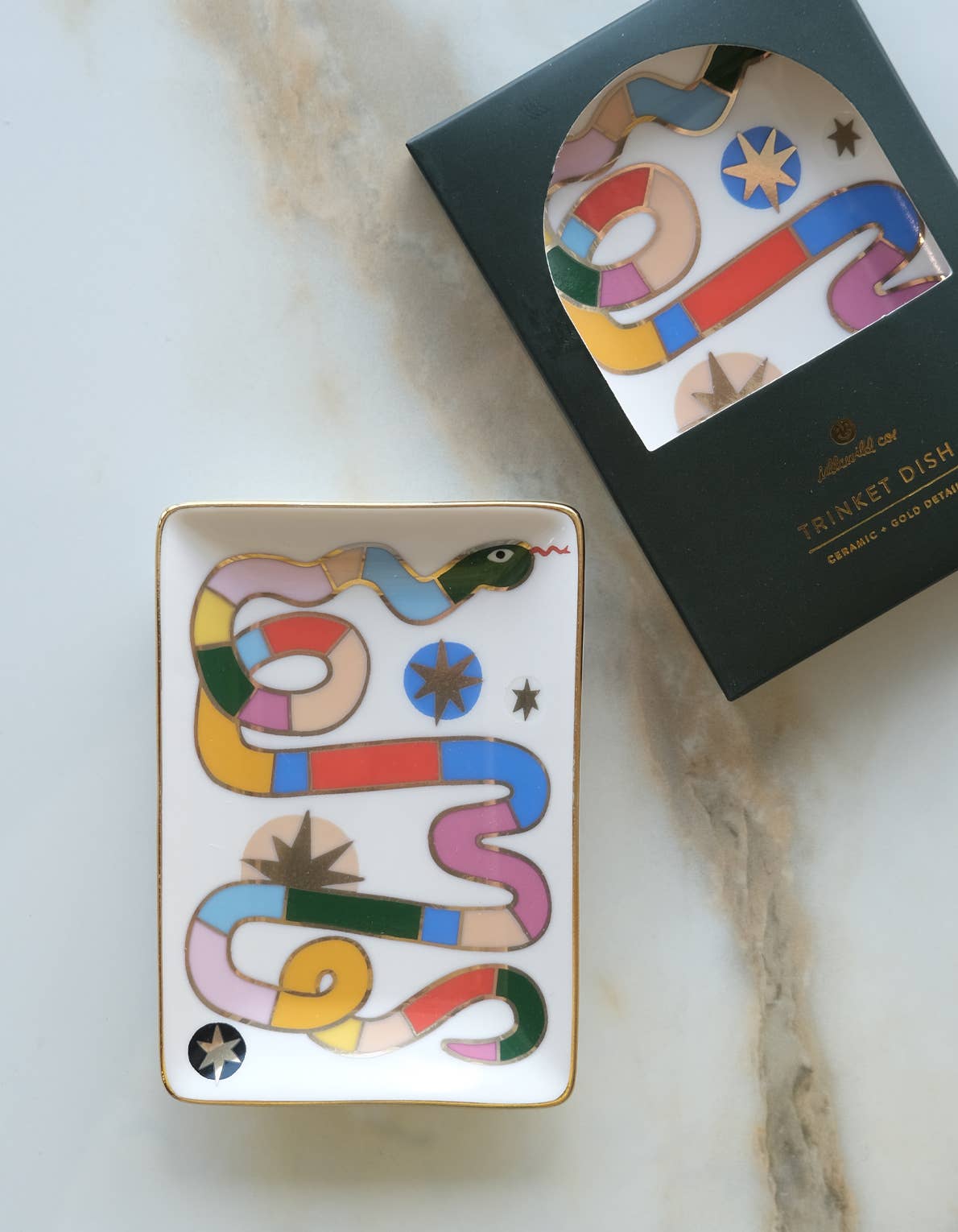 Idlewild Co. Porcelain Trinket Dish - Rainbow Snake
