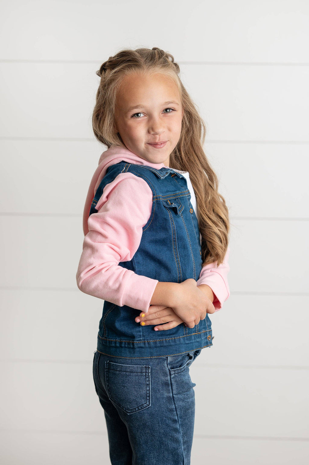 Oopsie Daisy - Hooded Denim Jacket - Pink