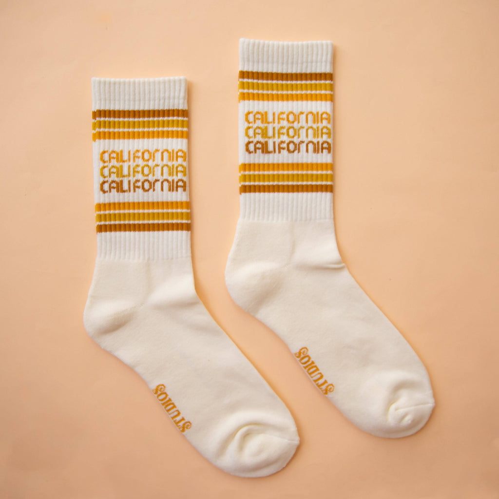 Sunshine Studios Ribbed Crew Socks - California Striped