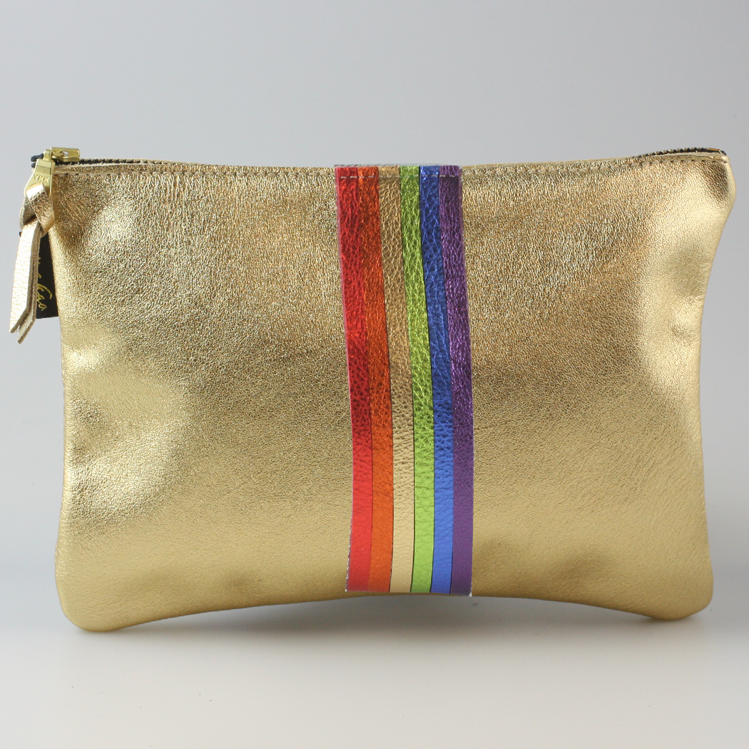Zina Kao - The Thin Rainbow Carter Metallic Clutch - Rose
