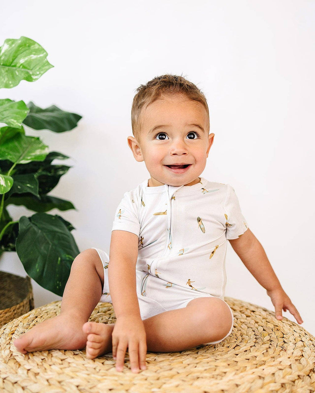 ava + oliver Short Zip Romper - Vintage Surf Cars