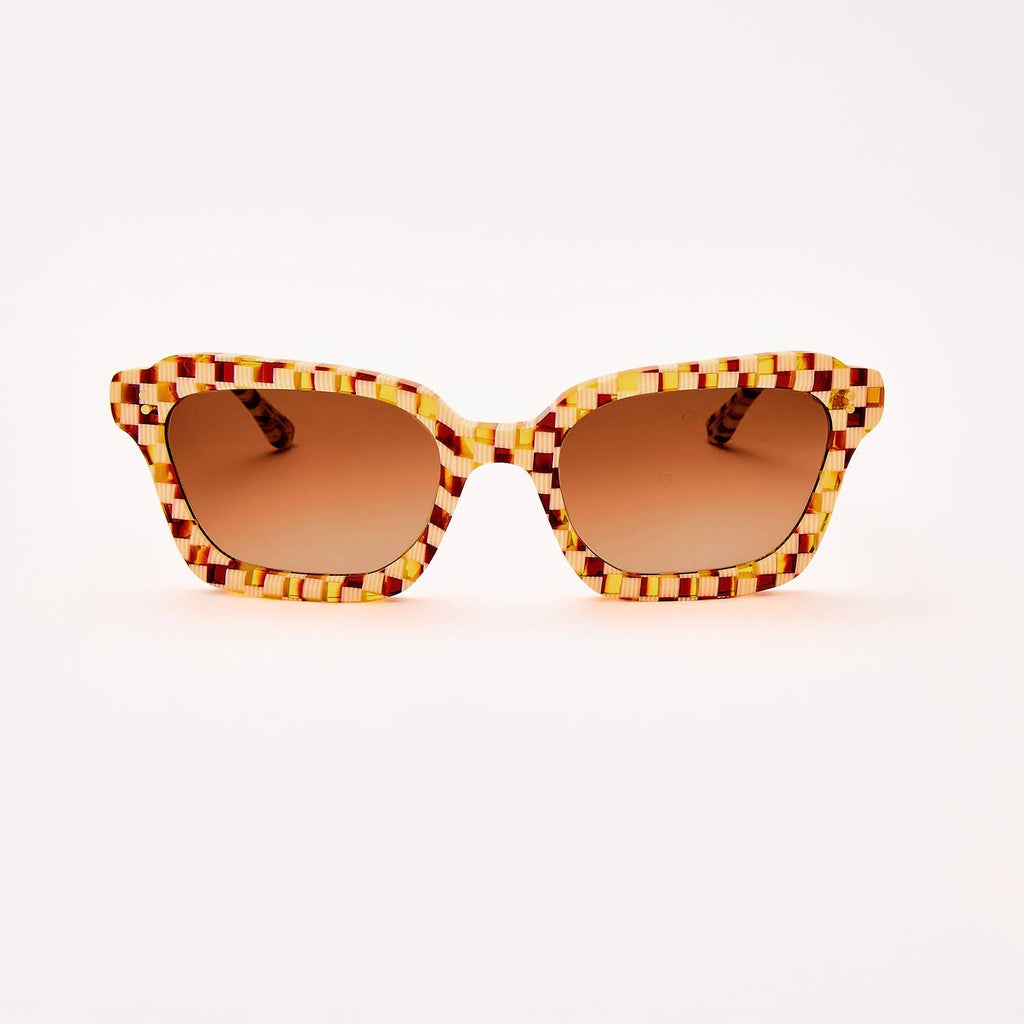 SARDINE - Demi - Toasted Moxie Checkered Square Sunglasses