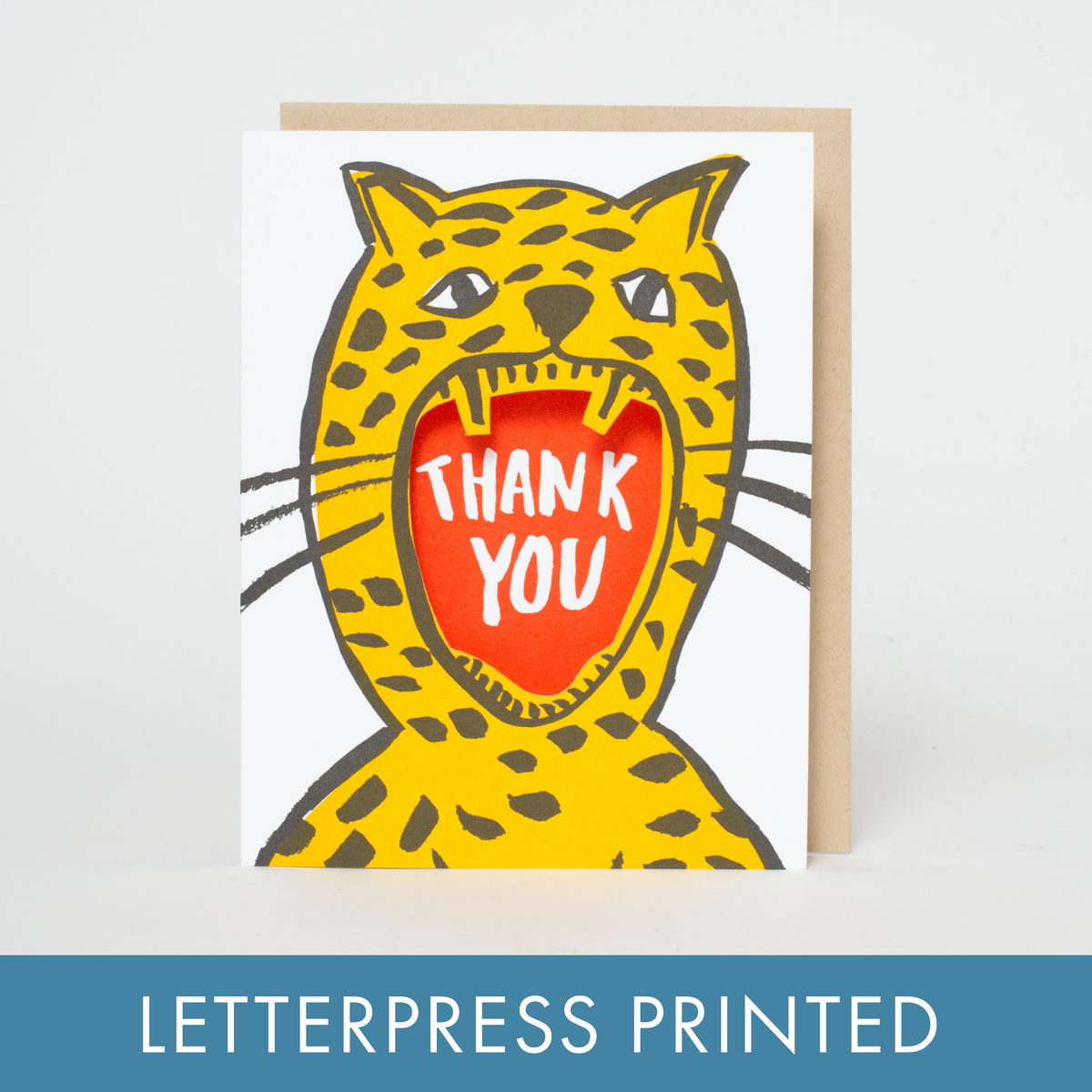 Egg Press Greeting Card - Thank You Cheetah Cutout