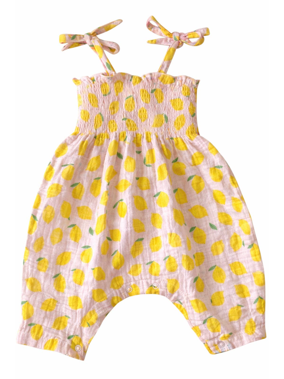SIIX Collection Muslin Smocked Jumpsuit - Lemon Sorbet
