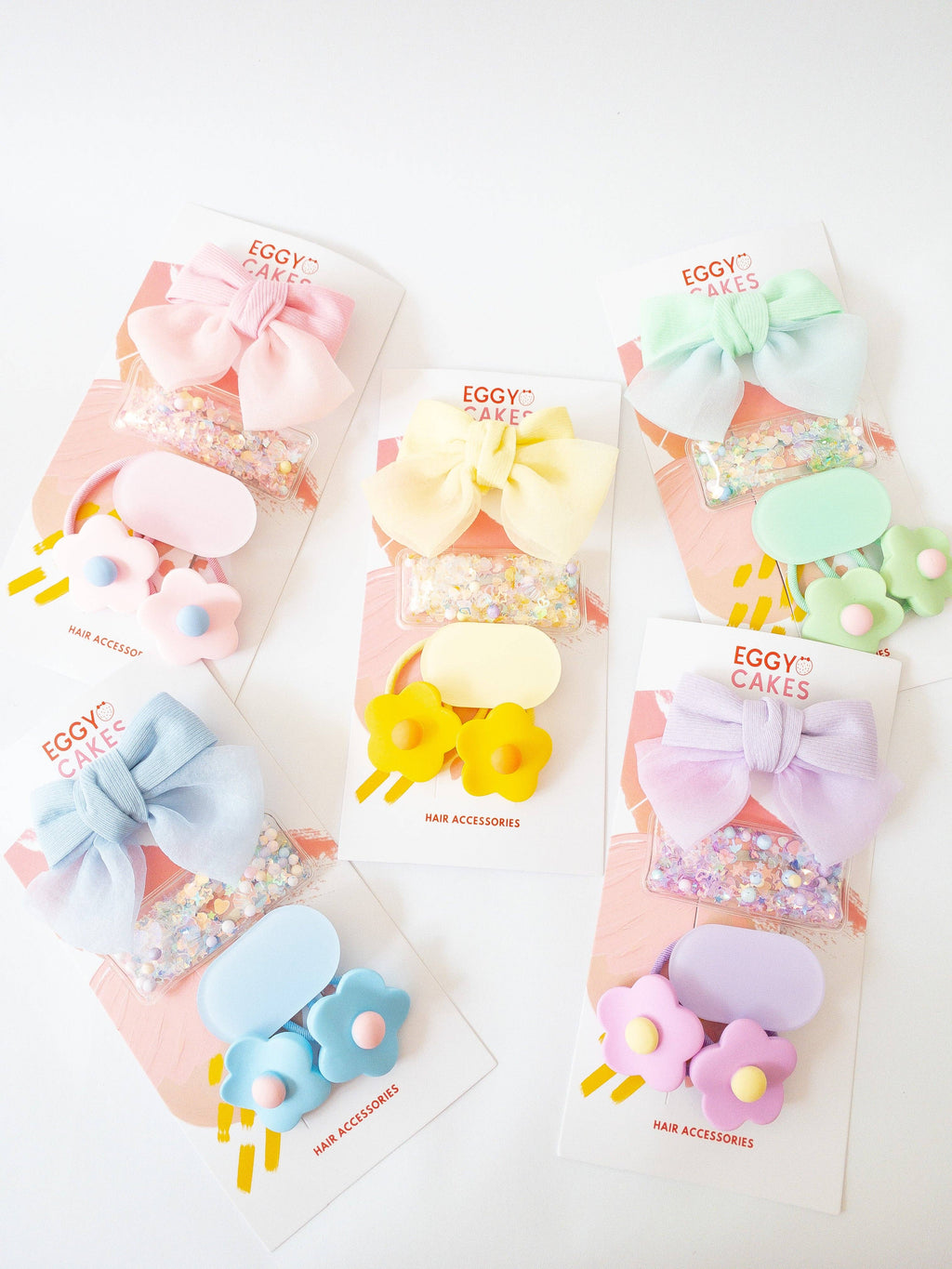 Eggy Cakes - Shay Bow and Confetti 5 Piece Hair Clip Set