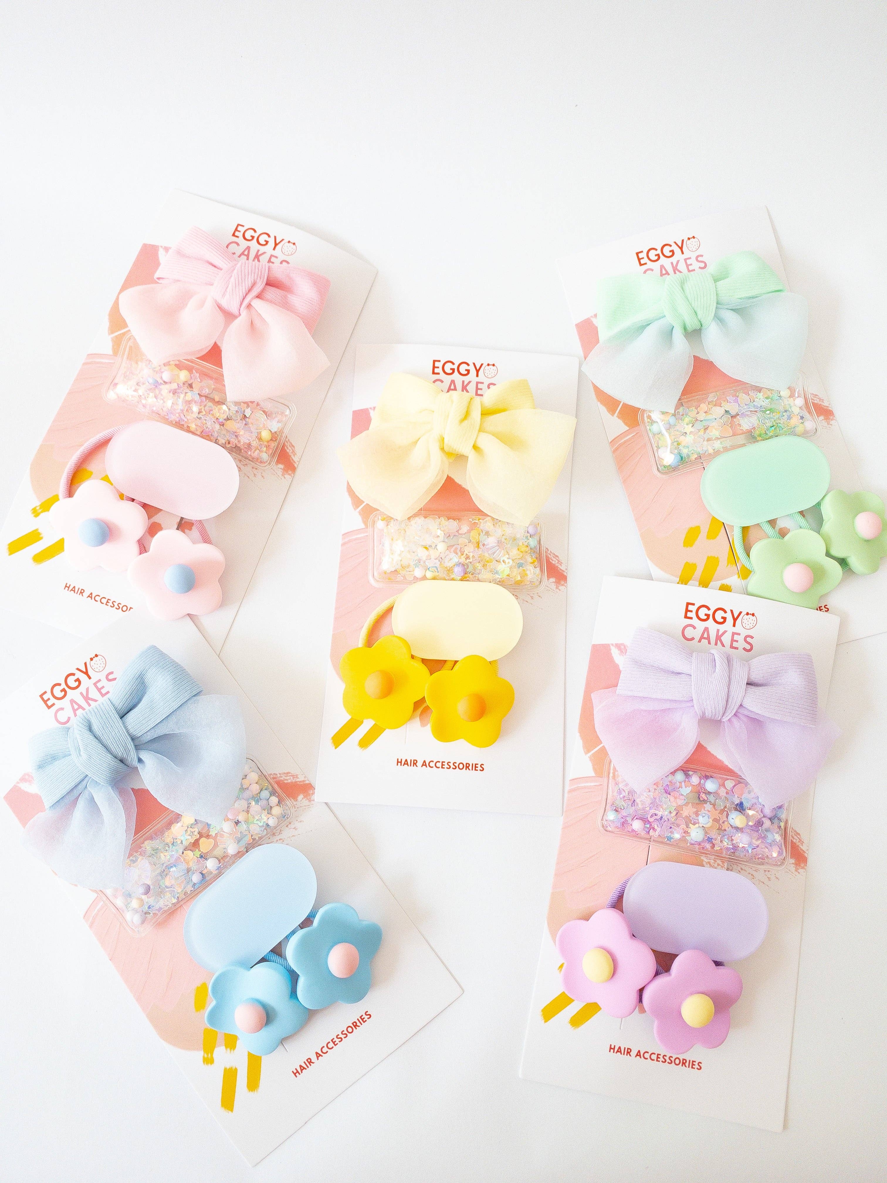 Eggy Cakes - Shay Bow and Confetti 5 Piece Hair Clip Set