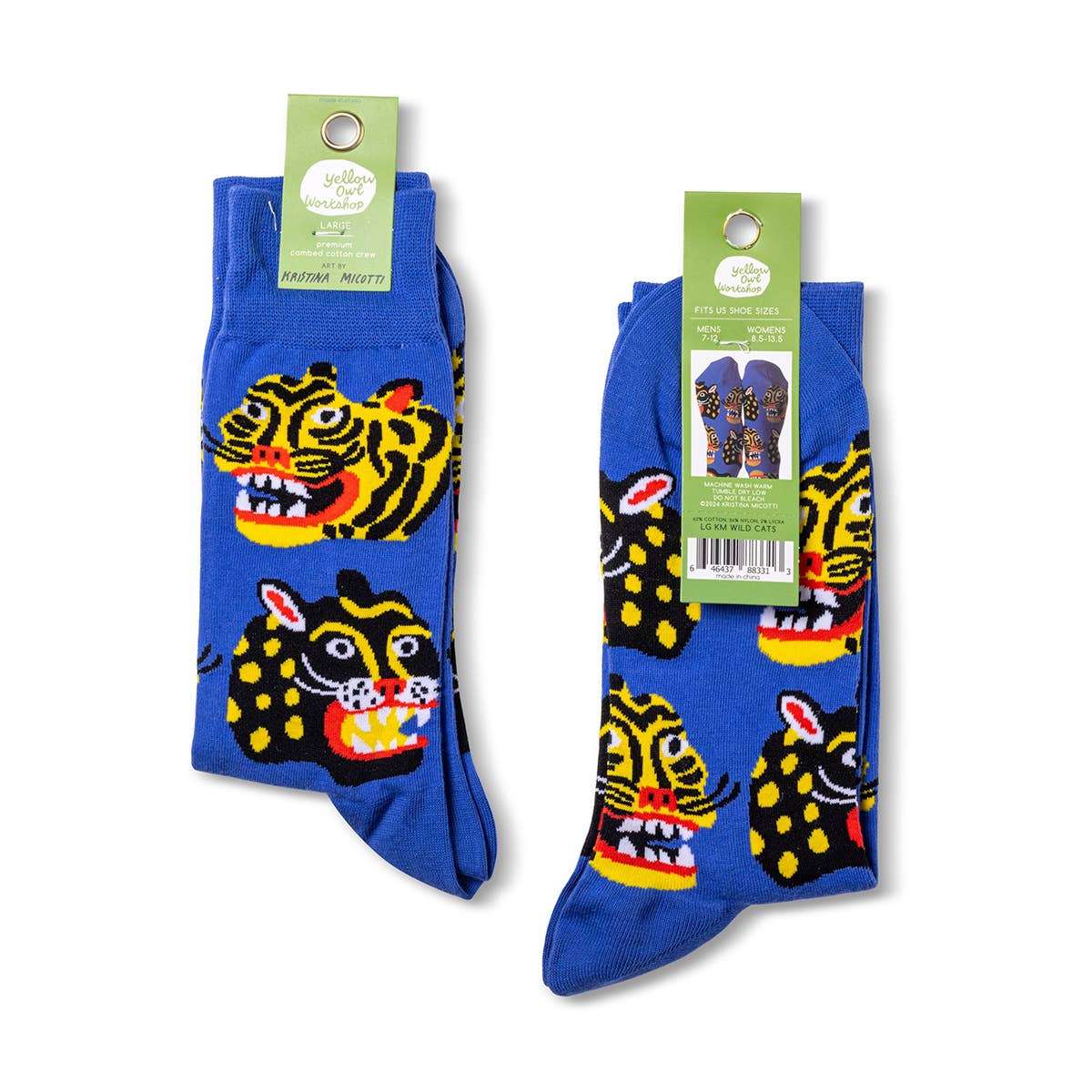 Yellow Owl Workshop Crew Socks - Kristina Micotti Wild Cats
