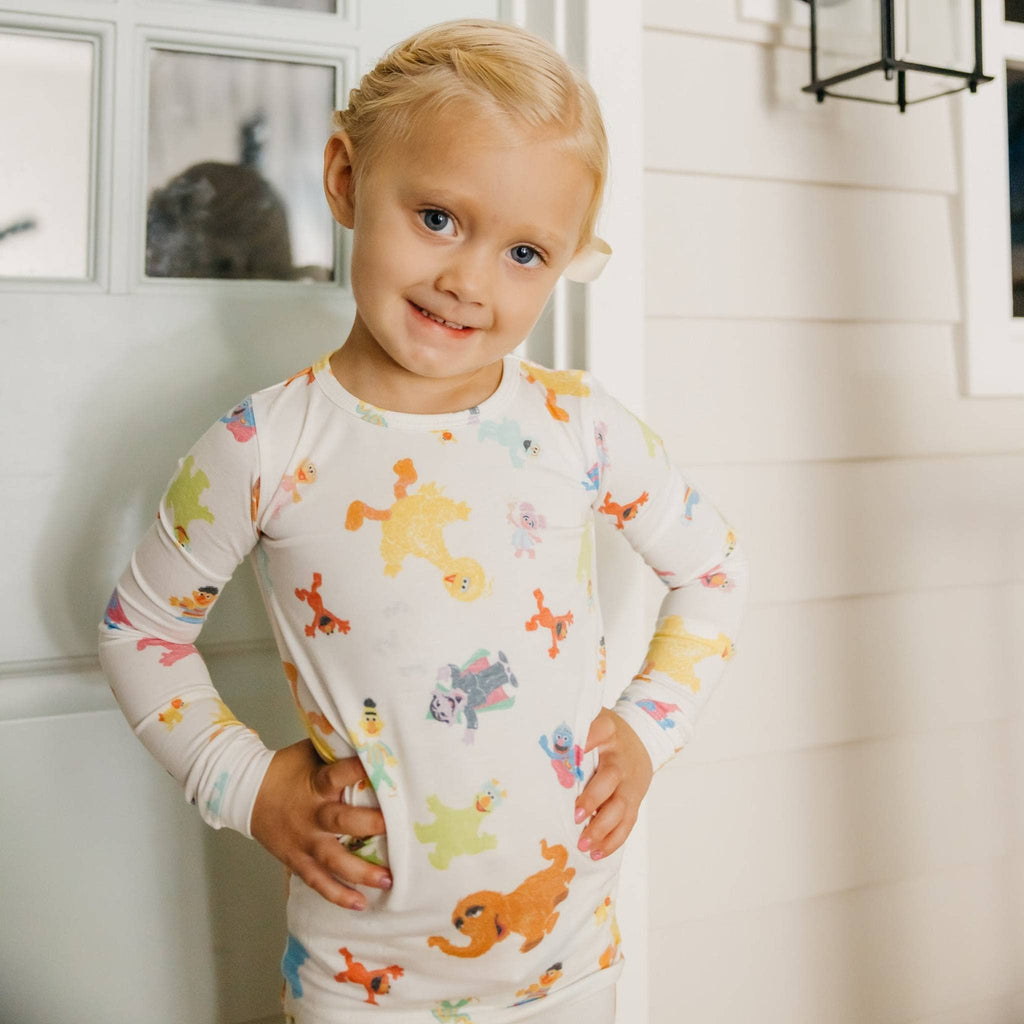 Copper Pearl Long Sleeve Pajama Set - Sesame Friends