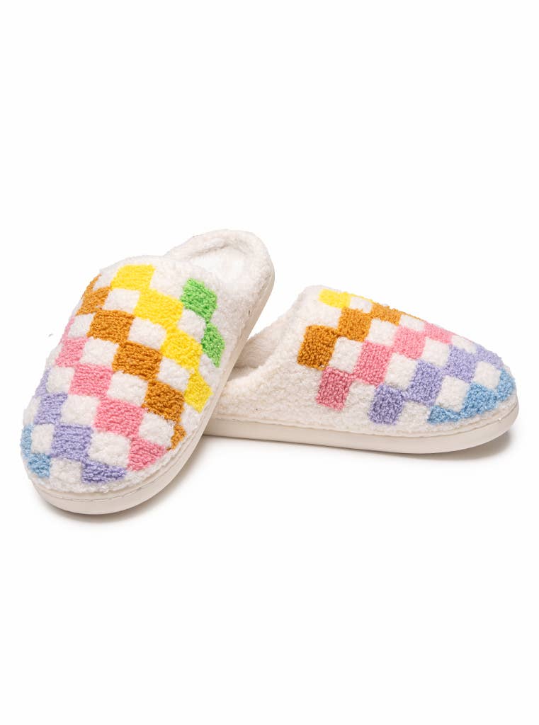 Living Royal Slippers - Rainbow Checkered