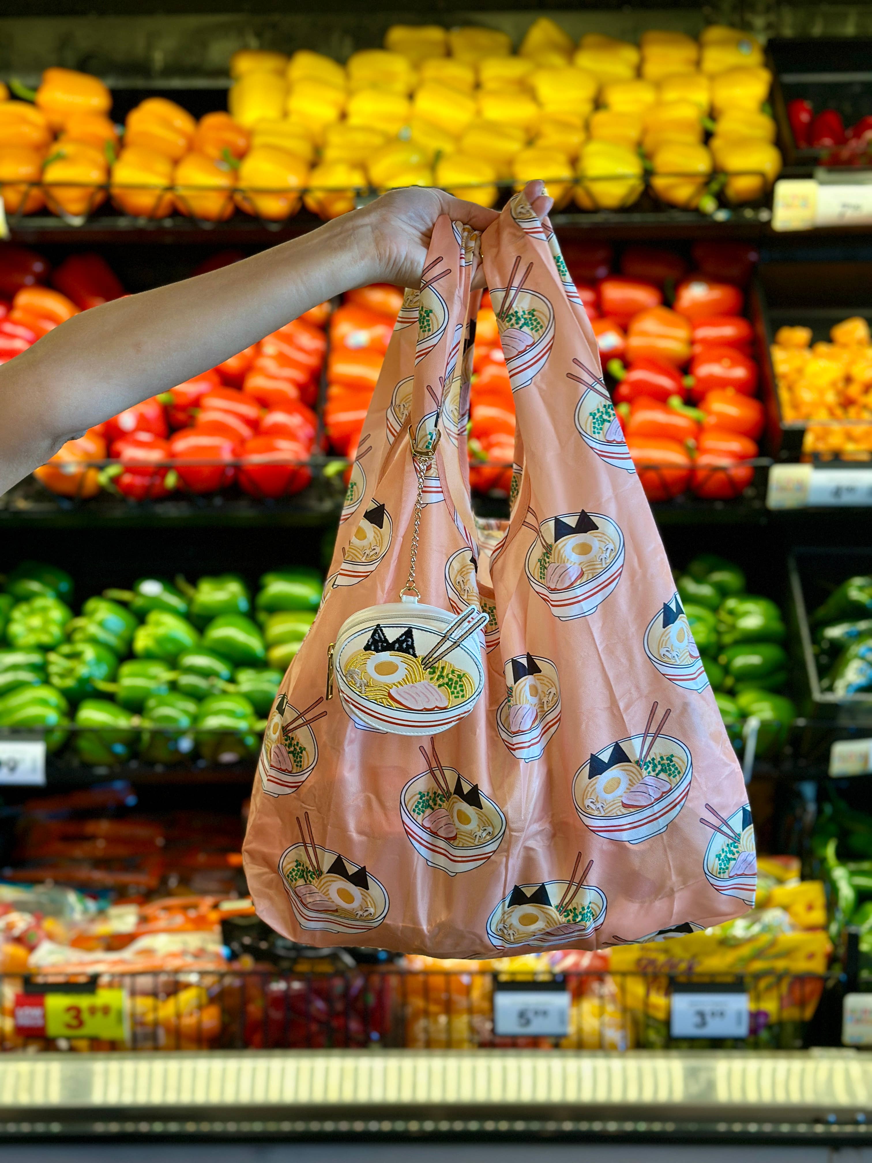 Living Royal 2-in-1 Bag Charm & Reusable Shopper Bag - Ramen Noodles