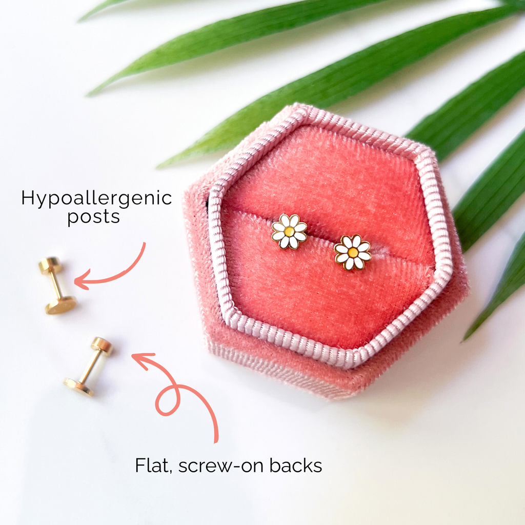 Desert Peach - Purple Daisy Stud Earrings