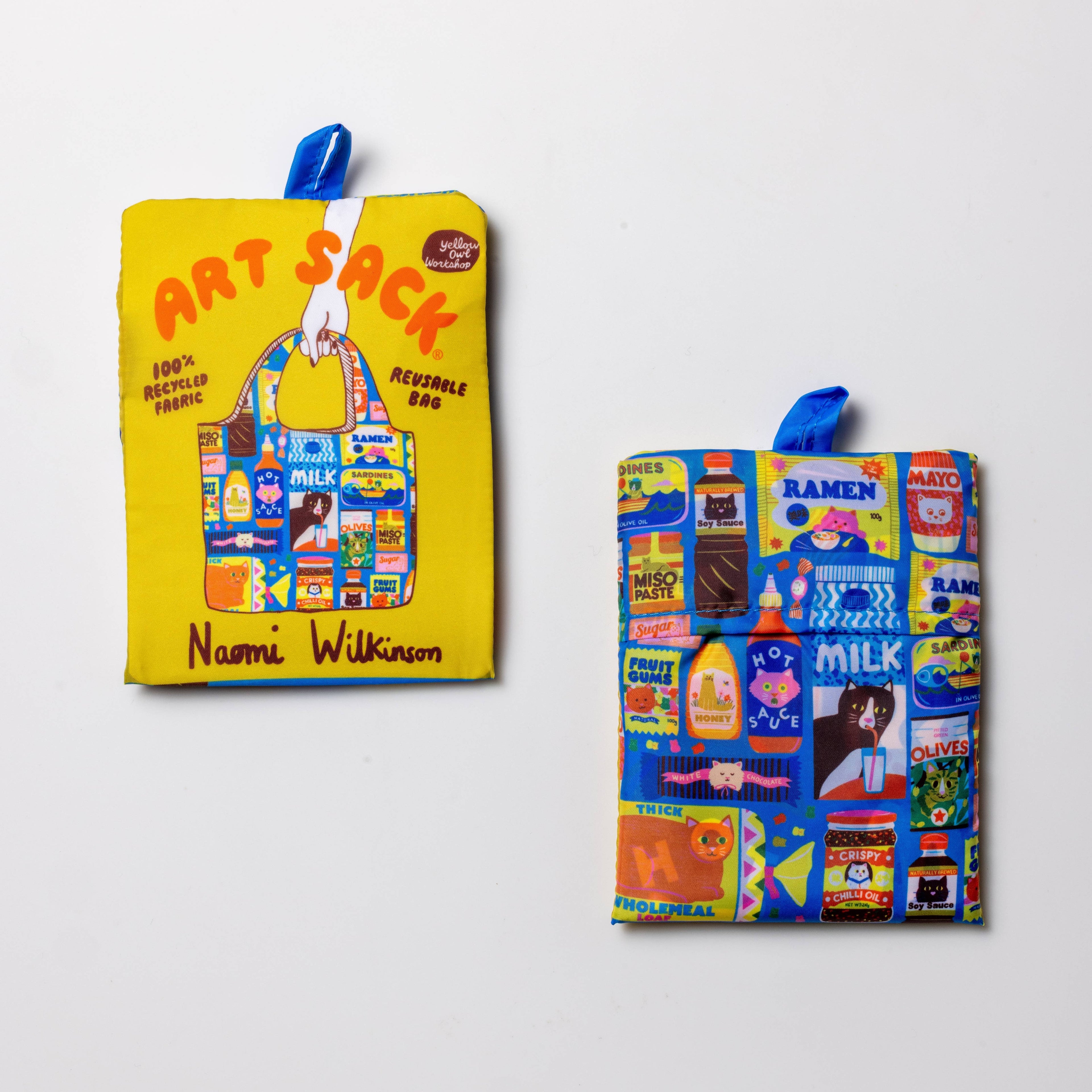 Yellow Owl Workshop Tote Bag - Kawaii Cat Food Art Sack® by Naomi Wilkinson