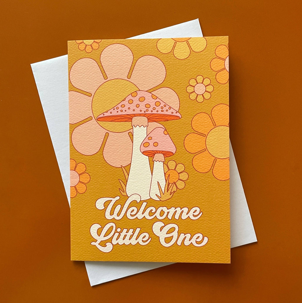 Sunshine Studios Greeting Card - Welcome Little One Mushrooms