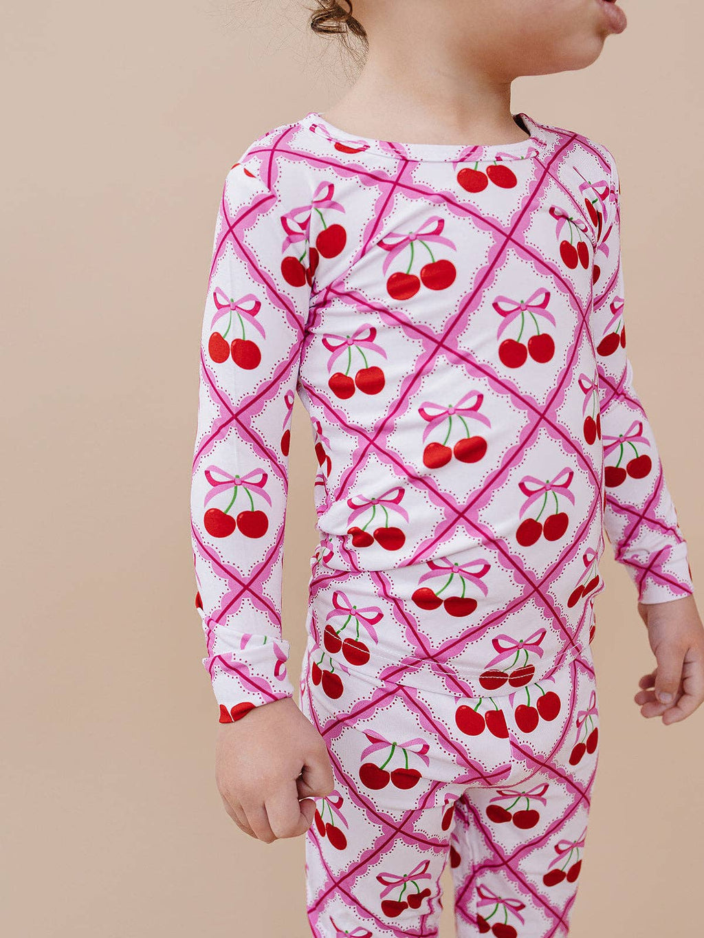 Lucky Panda Kids Bamboo PJs - Cherry Bow