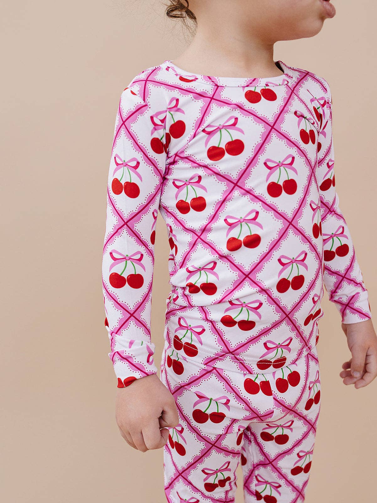 Lucky Panda Kids Bamboo PJs - Cherry Bow