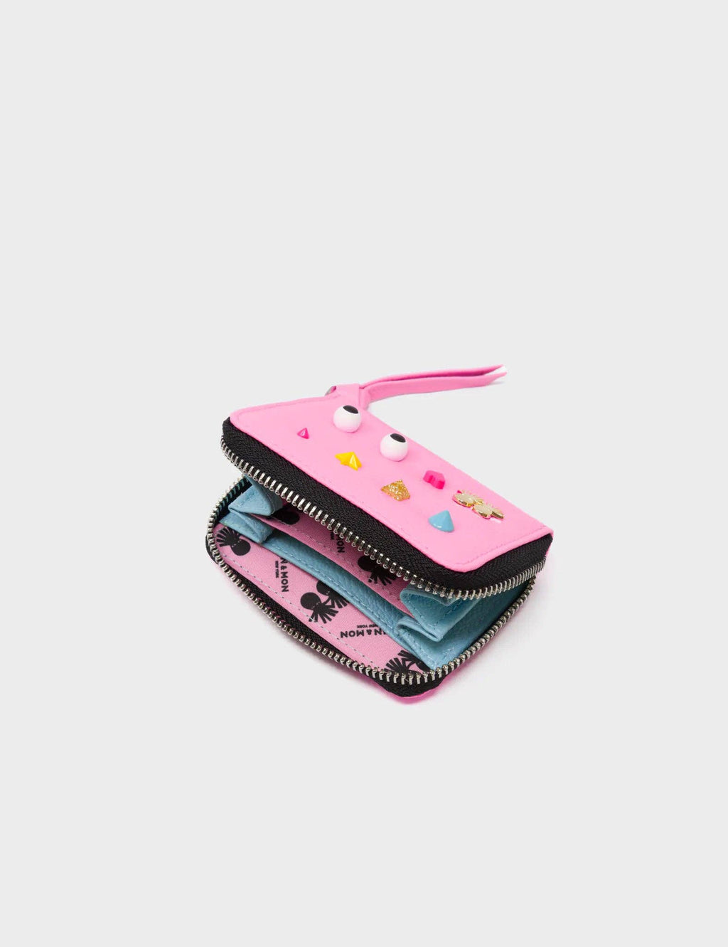Min & Mon - Frodo Bubblegum Pink Leather Zip Around Wallet - Studs Pattern