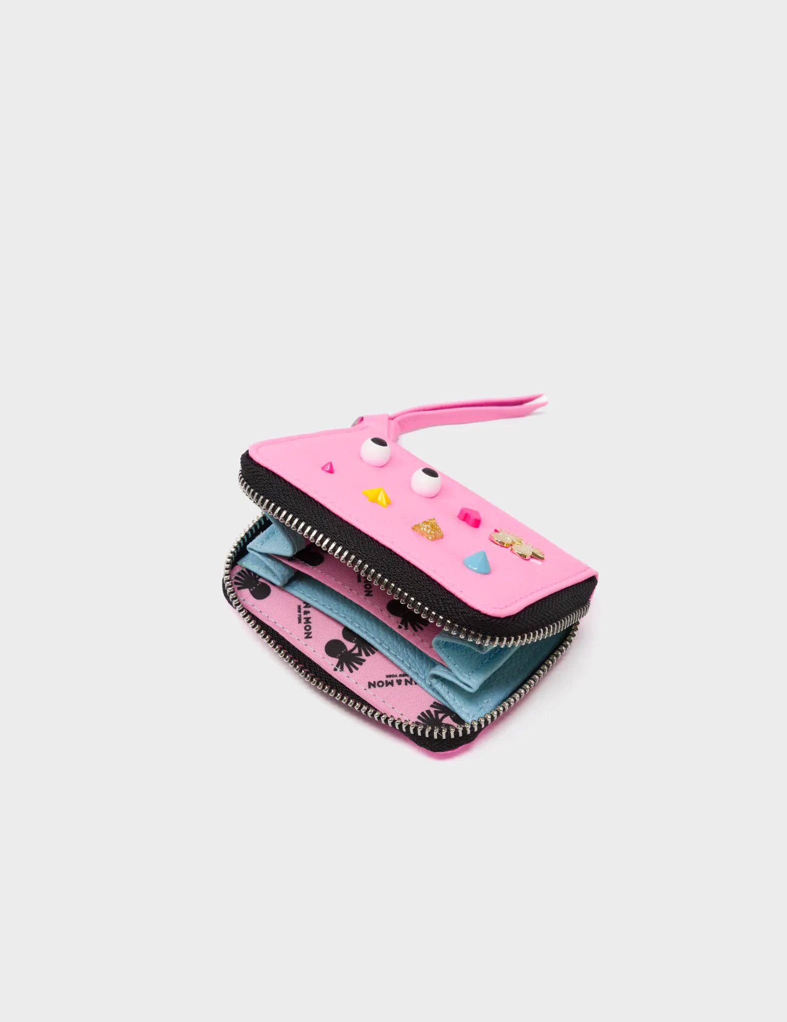 Min & Mon - Frodo Bubblegum Pink Leather Zip Around Wallet - Studs Pattern