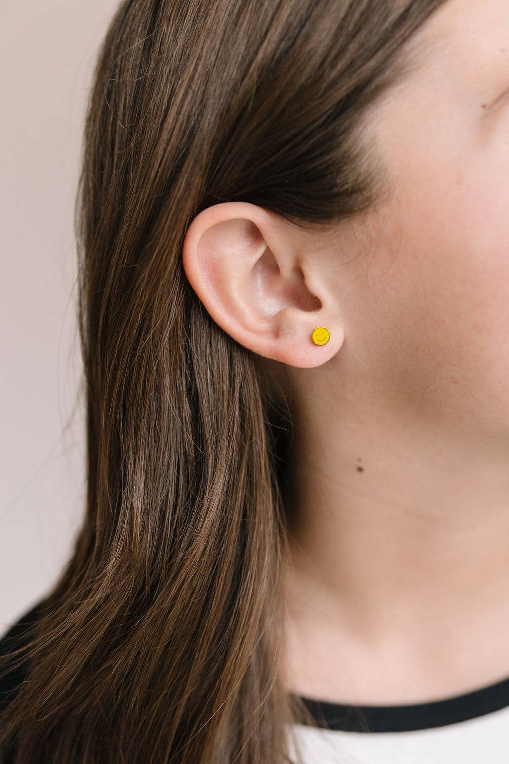 Desert Peach - Yellow Smiley Stud Earrings