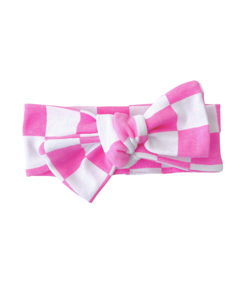 Lucky Panda Kids Checkered Headband - Bubble Gum