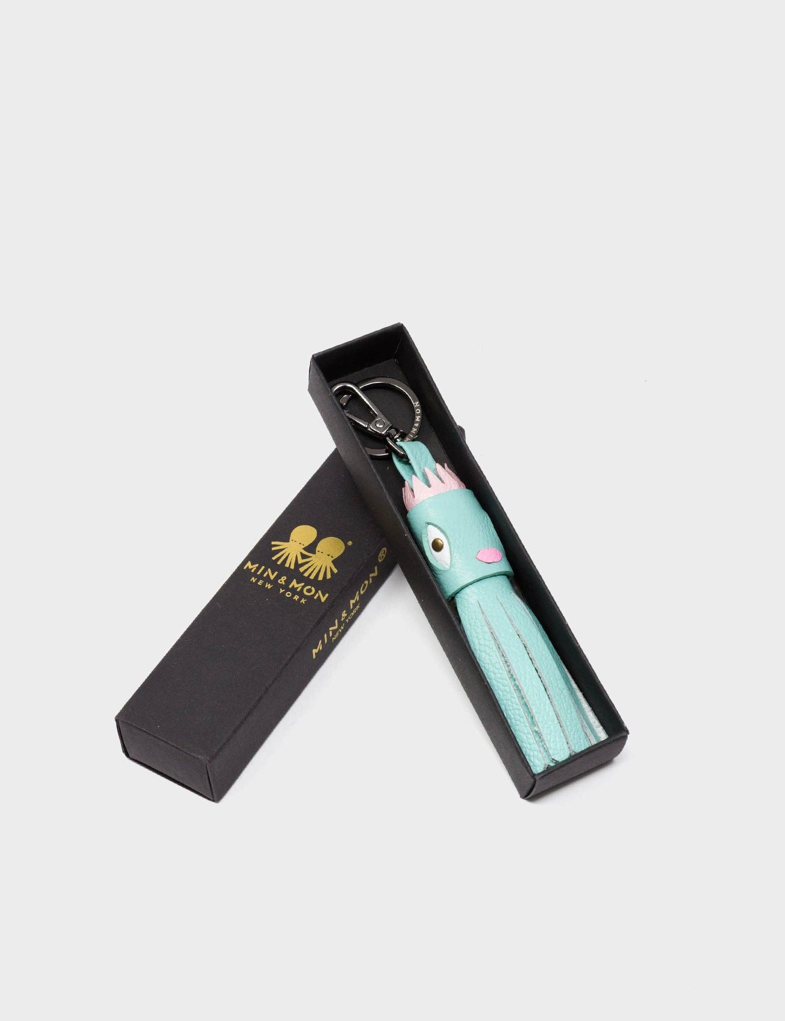 Min & Mon - Queen Callie Marie Charm - Eggshell Blue Leather Keychain