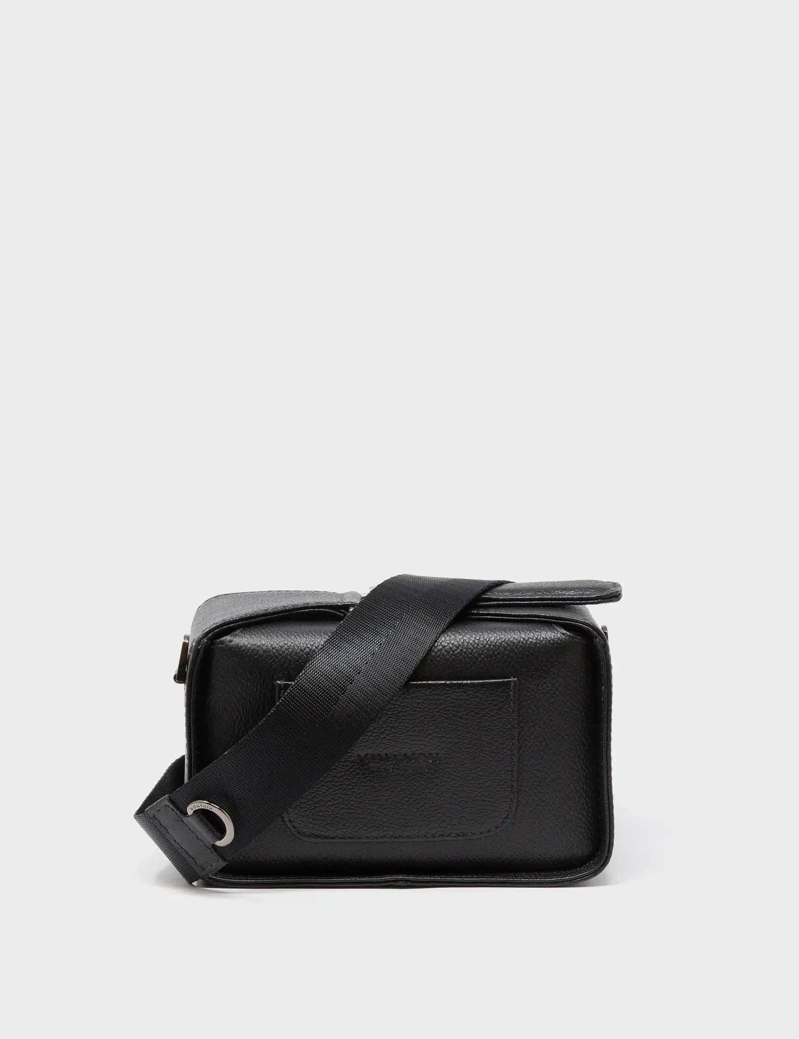 Min & Mon - Benji Micro Crossbody Black Leather Bag - Studs Pattern