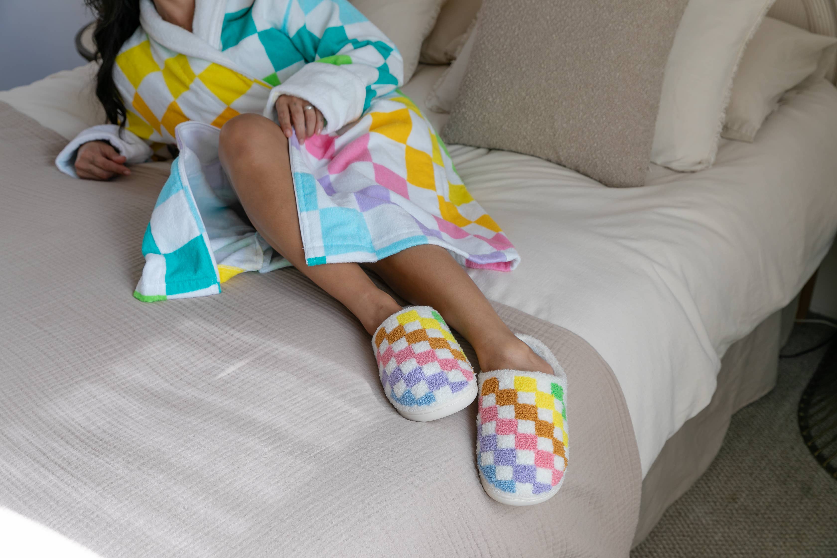 Living Royal Slippers - Rainbow Checkered