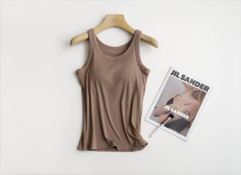 Women's Ribbed Tank w/ Built In Bra